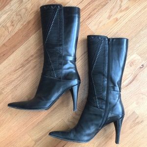 Via Spiga Black Leather Dress Boots